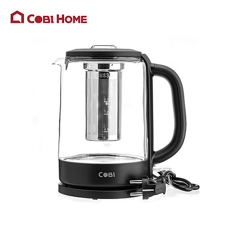 Ấm đun siêu tốc thủy tinh COBI 1.5L - Kết hợp Bình pha trà, tiện lợi đa năng - Hàng nhập khẩu chính hãng