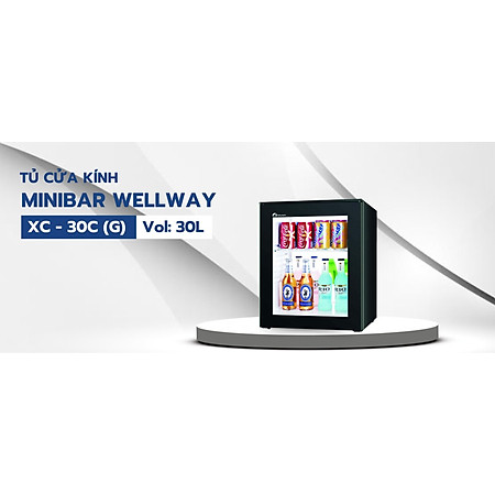 TỦ MINIBAR WELLWAY CỬA KÍNH, Hàng chính hãng, Model: XC30C(G)