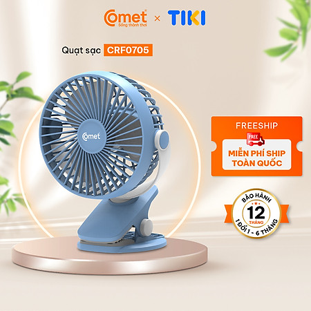 Quạt Sạc Tích Điện Mini Kẹp Bàn COMET CRF0705 5W Xoay 360 Độ pin Lithium 1800mAh
