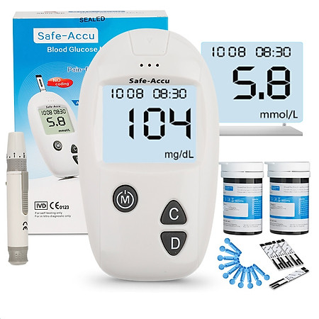Máy Đo Đường Huyết Sinocare Safe Accu (Gồm 50 Que Và 50 Kim)