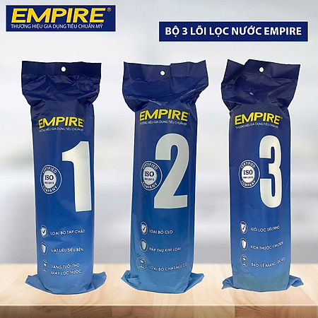 BỘ 3 LÕI LỌC NƯỚC 1-2-3 EMPIRE DÙNG CHO TẤT CẢ CÁC DÒNG MÁY- HÀNG CHÍNH HÃNG
