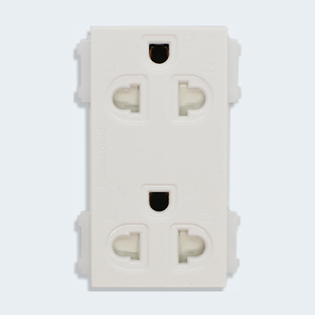 Ổ cắm đôi 3 chấu có màn che