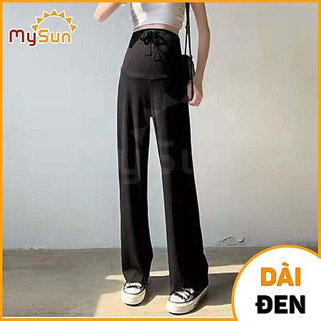 Quần tây dài lưng thun ống rộng đẹp cho bà bầu mặc đi làm công sở 4 mùa Đông Hè MySun