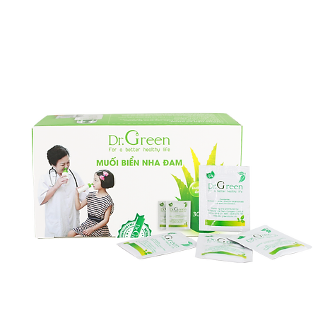 Muối rửa mũi Nha Đam Dr.Green| Hộp 30 gói| Dùng cho bé và người lớn| Hỗ trợ điều trị viêm mũi, sổ mũi, viêm mũi xoang