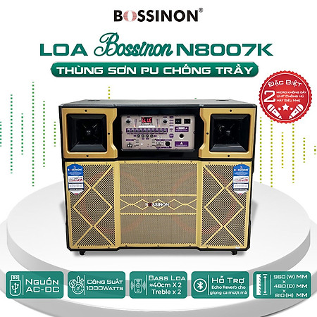 loa kéo tủ hát karaoke bass 40 đôi Bossinon N8007K, Công suất: 1000Watts - Hàng chính Hãng