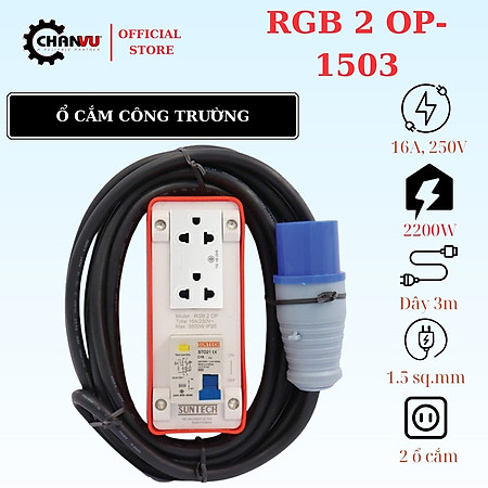 Ổ Cắm Điện Công Nghiệp, Đầu Cắm Tròn Công Nghiệp SUNTECH, Có Aptomat, tiêu chuẩn TIS đến từ Thái Lan