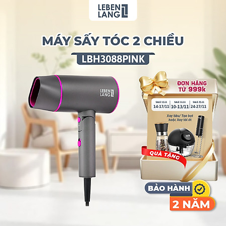 Máy sấy tóc Lebenlang LBH3088 (2100W) của Đức, kiểu gấp gọn, chống xơ rối tóc - hàng chính hãng
