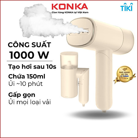Bàn ủi hơi nước cầm tay gấp gọn KONKA LCGT-1003, công suất lớn, tạo hơi sau 10 giây, hàng chính hãng, bảo hành 1 năm