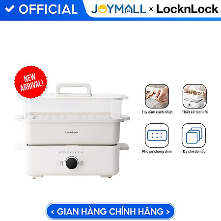 Nồi lẩu đa năng 4.5L Bianco LocknLock EJP154IVY, Hàng chính hãng, Phủ sứ chống dính, tay cầm cách nhiệt - JoyMall