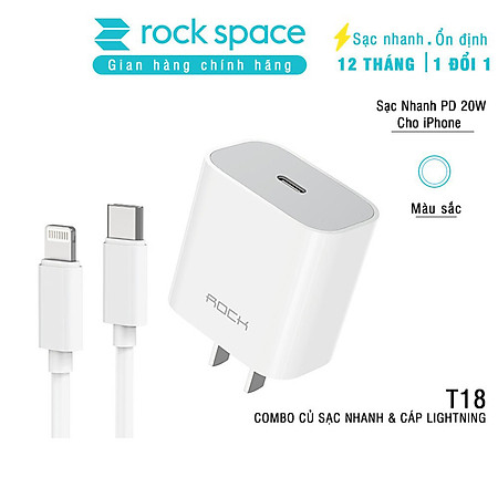 Bộ sạc nhanh PD 20W cho iP Rockspace T18 củ sạc nhanh chống cháy nổ hàng chính hãng-Bảo hành 12 tháng