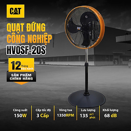 Quạt đứng công nghiệp Caterpillar HVOSF-20S 20inch Làm mát hiệu quả cho xưởng sản xuất, nhà kho - Hàng chính hãng