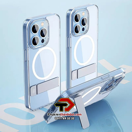 Ốp lưng cho iPhone 14 Pro Max, 14 Pro, 14 Plus, 14 chính hãng WIWU Aurora Crystal có chân chống- Hàng chính hãng