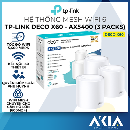 Bộ Phát Wifi Mesh TP-Link Deco X60 Wifi 6 AX5400 - HÀNG CHÍNH HÃNG