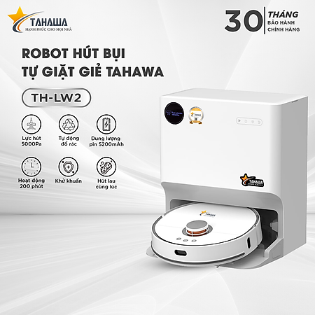 Robot hút bụi TAHAWA TH-LW2  Robo hút bụi an toàn cho sức khỏe người tiêu dùng, khử mùi hiệu quả sử dụng màn lọc HEPA 14, lọc sạch đến 99% bụi mịn