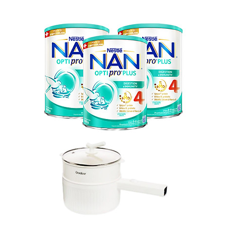 Bộ 3 lon Sữa bột NAN OPTIPRO PLUS 4 Nestle Bé 2-6 tuổi 800g/lon Giúp tiêu hóa tốt