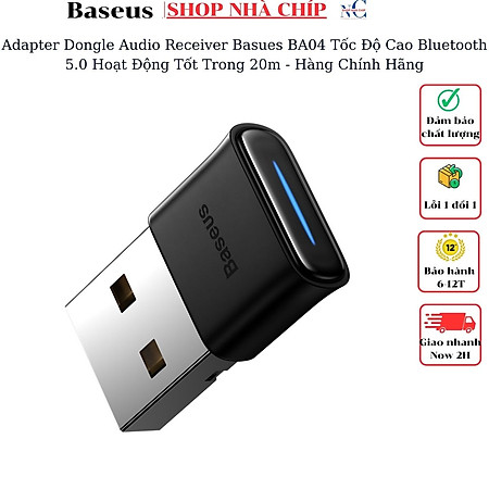 USB Bluetooth Adapter Dongle Audio Receiver Basues BA04 Tốc Độ Cao Bluetooth 5.0 Hoạt Động Tốt Trong 20m - Hàng Chính Hãng