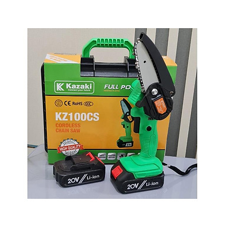 MÁY CƯA XÍCH MINI CẦM TAY DÙNG PIN 21V KAZAKI KZ100CS (2 PIN. 1 SẠC)- HÀNG CHÍNH HÃNG