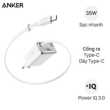 Củ sạc Anker Nano A2658 (35W, cáp USB-C rút gọn tích hợp) - GiaPhucStore | Hàng Chính Hãng