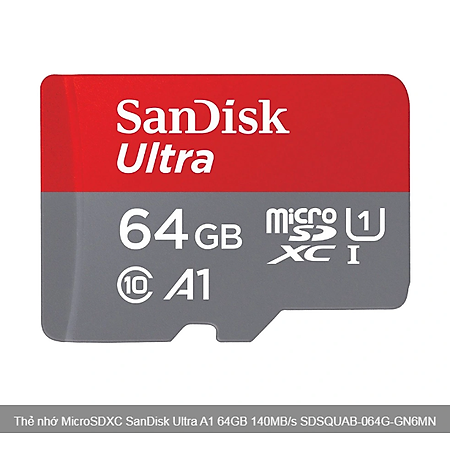 Thẻ Nhớ microSD 64GB SanDisk Ultra A1 140MB/s SDSQUAB-064G-GN6MN- Hàng chính hãng