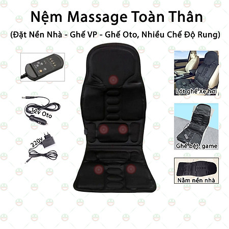 Nệm Mát Xa Toàn Thân KhoNCC Hàng Chính Hãng - Massge Mông Lưng Vai Cổ - Có Thể Nằm Hoặc Ngồi Ghế Game, Ôtô Đều Được - KLM-NNMTT