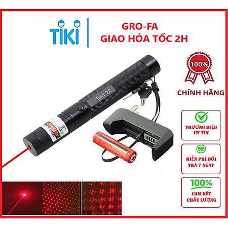 Đèn Pin Laser Sử Dụng Trong Công Trình, Trình Chiếu Tặng kèm Củ Sạc Và Pin - Hàng Chính Hãng