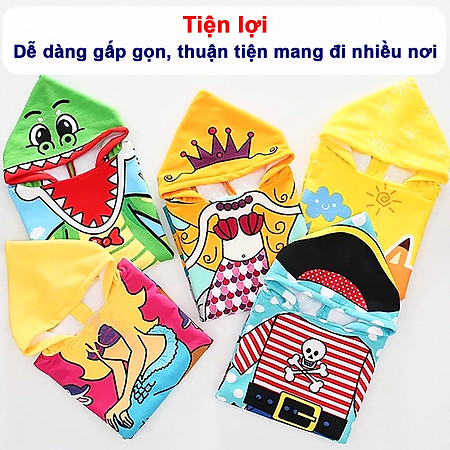 Áo choàng đi biển hàng loại I cao cấp Baby-S, Khăn choàng đi biển cho bé 2-10 tuổi nhiều họa tiết ngộ nghĩnh – SKH001