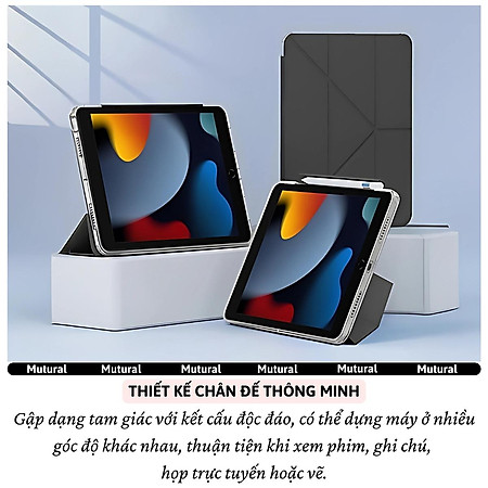 Bao da Cho IPAD Gen 11 A16 2025 / Gen 10 10.9 inch 2022 hiệu Mutural Clear Pro - Lưng PC trong suốt , viền TPU, Có Khay Đựng Bút, Bao Da Thông Minh, tự động tắt mở màn hình - Hàng nhập khẩu