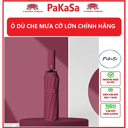 Ô dù che mưa cỡ lớn tự động đóng mở, gấp gọn tiện lợi - Thiết kế mở ngược chống ướt khi mở, gập - Hàng Chính Hãng PaKaSa