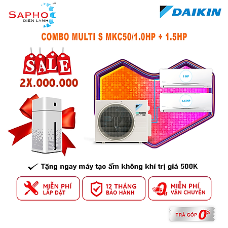Hệ Thống Máy Lạnh Multi S Daikin Inverter Combo MKC50RVMV/CTKC25RVMV+CTKC35RVMV Gas R32 Treo Tường 1 Chiều Lạnh Hàng Chính Hãng