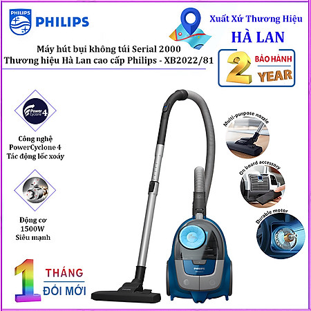 HÀNG CHÍNH HÃNG - Máy hút bụi không túi Serial 2000, thương hiệu Hà Lan cao cấp Philips - XB2022/81. Bảo hành 2 năm, công suất 1500W