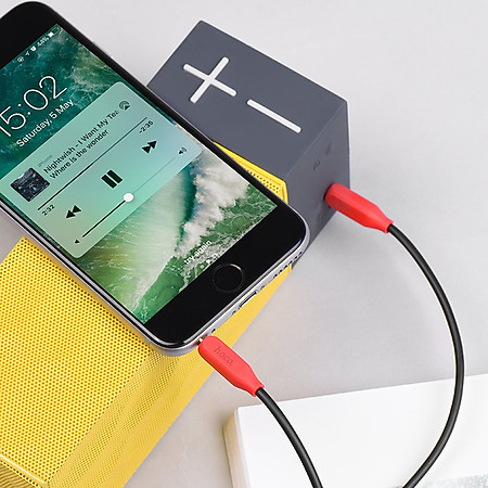 Cáp Hoco UPA11 AUX 3.5mm - Tặng Dây Cuốn Cáp-Hàng Chính Hãng - đỏ- Màu ngẫu nhiên