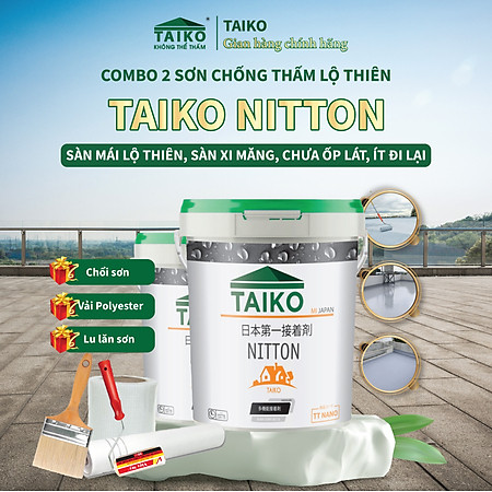 5 Kg Keo Sơn Chống Thấm Sàn TAIKO NITTON (Gốc Acrylic) -  Chống Thấm Lộ Thiên, Sàn Mái, Máng Xối, Ban Công, Lô Gia Tặng Kèm Vải Kết Cấu/Hiệu Quả Hơn Khi Pha Xi Măng