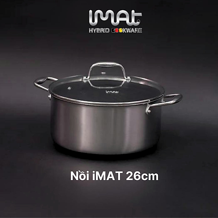 Nồi nông inox iMat Blackcube 26cm, Cao 13.2 cm, Thể tích 6.0L, Chống dính Daikin-Nhật Bản thế hệ mới