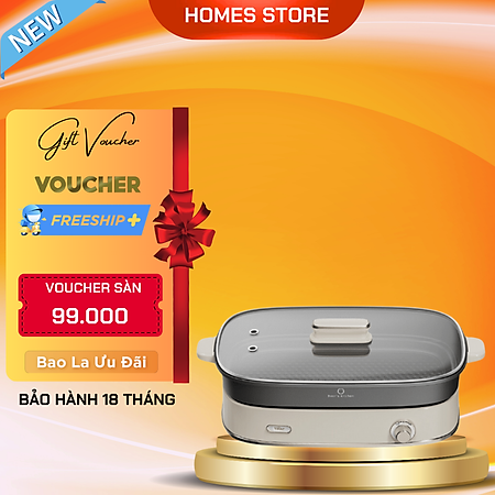 Nồi Lẩu Nướng Điện Đa Năng BEAR SB-NL45K Gồm 6 Chức Năng Dung Tích 4.5 Lít Công Suất 1600 W - Hàng Chính Hãng