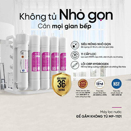 Máy lọc nước không tủ - Hàng chính hãng Mutosi MP-1101 hệ thống lọc 11 lõi
