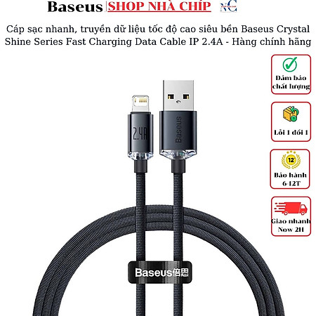 Cáp sạc nhanh, truyền dữ liệu tốc độ cao siêu bền Baseus Crystal Shine Series Fast Charging Data Cable IP 2.4A - Hàng chính hãng