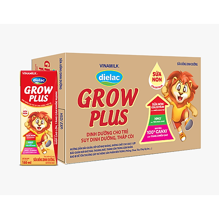 Thùng 48 Hộp Sữa Bột Pha Sẵn Vinamilk Dielac Grow Plus - Đỏ 180ml