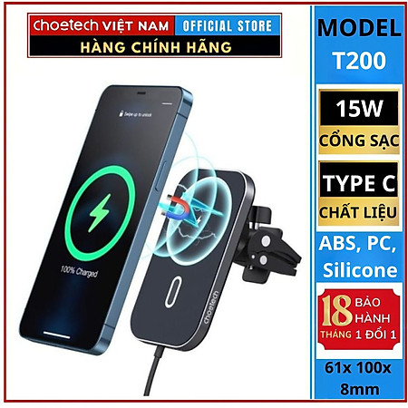 Giá đỡ Choetech T200-F kiêm đế sạc không dây Mag-safe 15w (Hàng chính hãng)