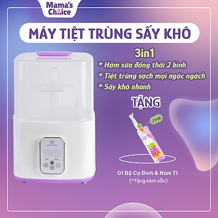 Máy Tiệt Trùng Bình Sữa Mama’s Choice 5in1 Tích Hợp Chức Năng Sấy Khô Phụ Kiện và Hâm Sữa Cho Bé, BH Chính Hãng 12 Tháng