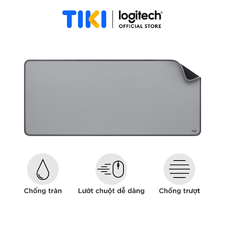 Bàn di chuột cỡ lớn Logitech Desk Mat - Đế cao su chống trượt, lướt dễ dàng, bề mặt chống đổ tràn, bền bỉ, nhỏ gọn - Hàng chính hãng