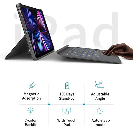Bao da bàn phím WIWU Combo Touch Keyboard cho IPad Gen 10 2022 Pro 11 inch / M1 / M2 , Air 4 / 5 , Gen 9 10.2 inch - Hàng chính hãng