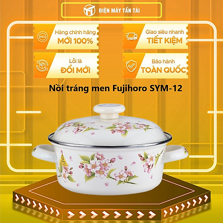 Nồi tráng men FUJIHORO 18cm, 1.8L ( Hoa văn Sakura ) SYM-12, Sử dụng bếp từ