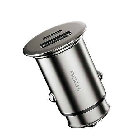 Tẩu củ sạc nhanh 30W đa năng cổng Type-C PD và USB hiệu Rock Metal Mini cho xe hơi / xe ô tô hỗ trợ Quick Charge 3.0 / Quick Chagre 4.0 - Hàng nhập khẩu