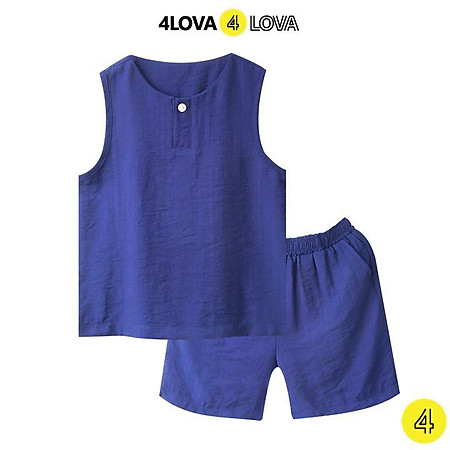 Bộ quần áo sát nách bé trai 4LOVA chất đũi cao cấp thoáng mát cá tính hàng chính hãng