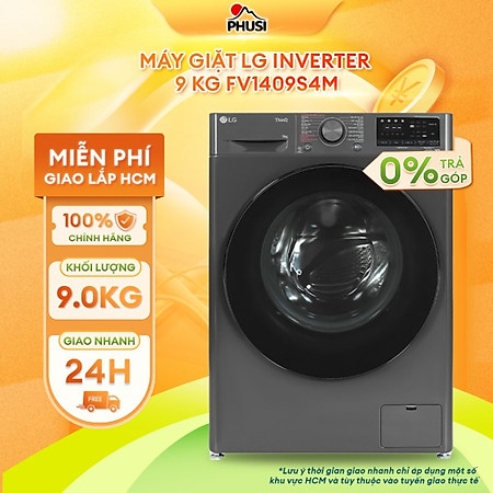 Máy giặt LG AI DD Inverter 9 kg FV1409S4M - Hàng chính hãng - Giao HCM và 1 số tỉnh thành