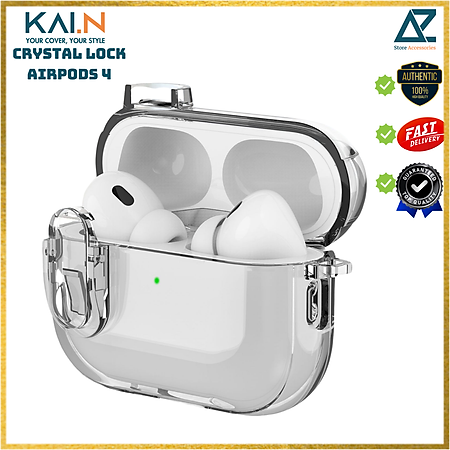 Ốp Case bảo vệ Kai.N Crystal Lock cho Airpods 4, Khoá An Toàn, Chống Sốc_ Hàng chính hãng