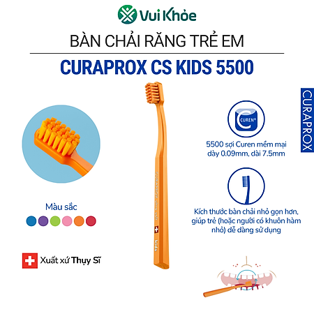Bàn chải trẻ em Curaprox CS Kids 5500 Ultra Soft | Vỉ 1 cây | Mã SP 73300311