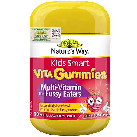 Nature's Way Kids Smart VITA GUMMIES MULTIVITAMIN FOR FUSSY EATERS - Vitamin Tổng Hợp Dạng kẹo Dẻo(60 viên/ Lọ)