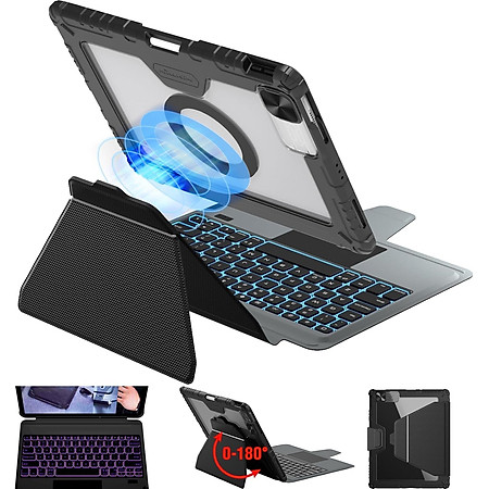 Bao Da Kèm Bàn Phím cho iPad Pro 11 inch & iPad Pro 13 inch M4 2024 Nillkin Bumper Link Keyboard Case (Có Đèn Nền Backlit Keyboard) - Hàng Chính Hãng