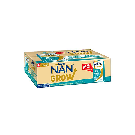 Thùng 36 hộp Sữa pha sẵn Nestlé NANGROW 110ml/hộp sữa mát công thức từ Thụy Sĩ 100% Canxi giúp bé cao lớn vượt trội 9(4 x 110ml) - (Bé từ 1 tuổi) Tặng Chảo chống dính Elmich